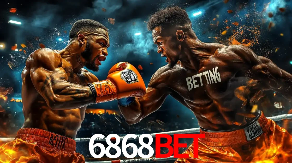Dois boxeadores em uma luta intensa e explosiva, representando a adrenalina e as oportunidades de apostas em esportes de combate disponíveis na plataforma 6868BET.