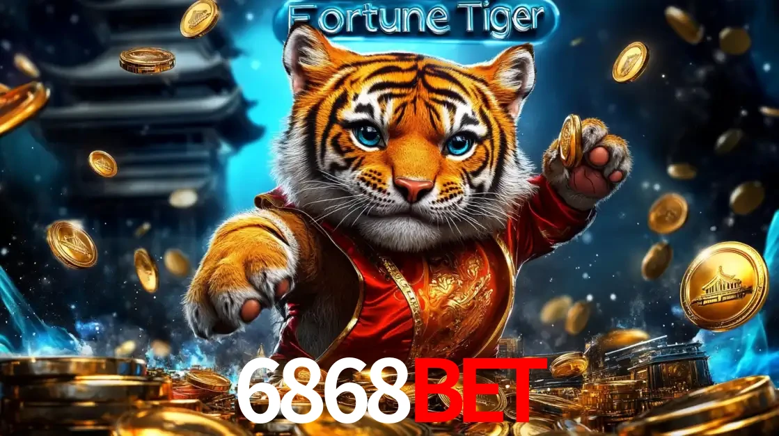 Imagem promocional do jogo de slot Fortune Tiger, com um tigre majestoso em traje tradicional cercado por uma fortuna em moedas de ouro, disponível agora no cassino 6868BET.